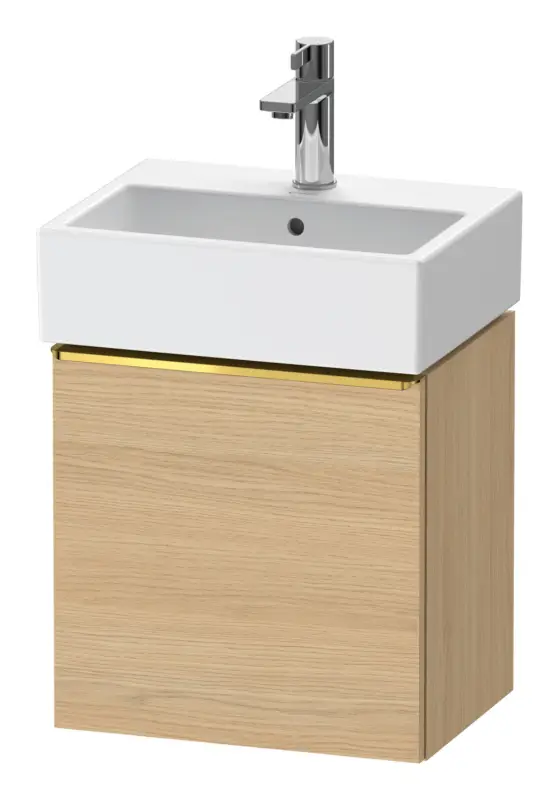 Abverkauf Duravit D-Neo Waschtischunterschrank mit 1 Tür Anschlag links Griff Gold Poliert 434 x 440 x 322 mm - Eiche Natur Matt