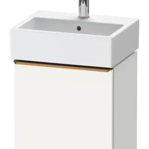 Abverkauf Duravit D-Neo Waschtischunterschrank mit 1 Tür Anschlag rechts Griff Bronze Gebürstet 434 x 440 x 322 mm - Weiß Matt