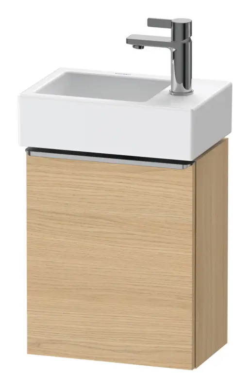 Neue Kollektion Duravit D-Neo Waschtischunterschrank mit 1 Tür Anschlag rechts Griff Edelstahl Gebürstet 364 x 440 x 222 mm - Eiche Natur Matt