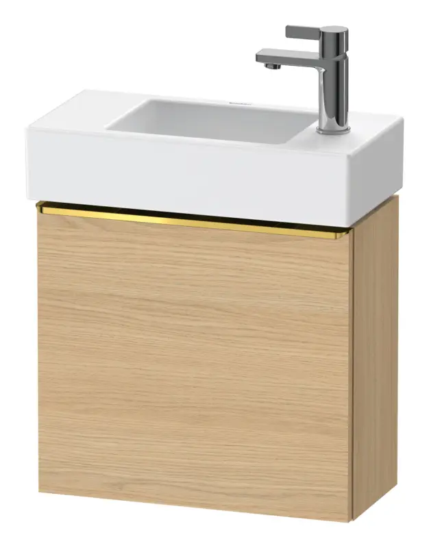 Duravit D-Neo Waschtischunterschrank mit 1 Tür Anschlag links Griff Gold Poliert 484 x 440 x 222 mm - Eiche Natur Matt Bestpreis