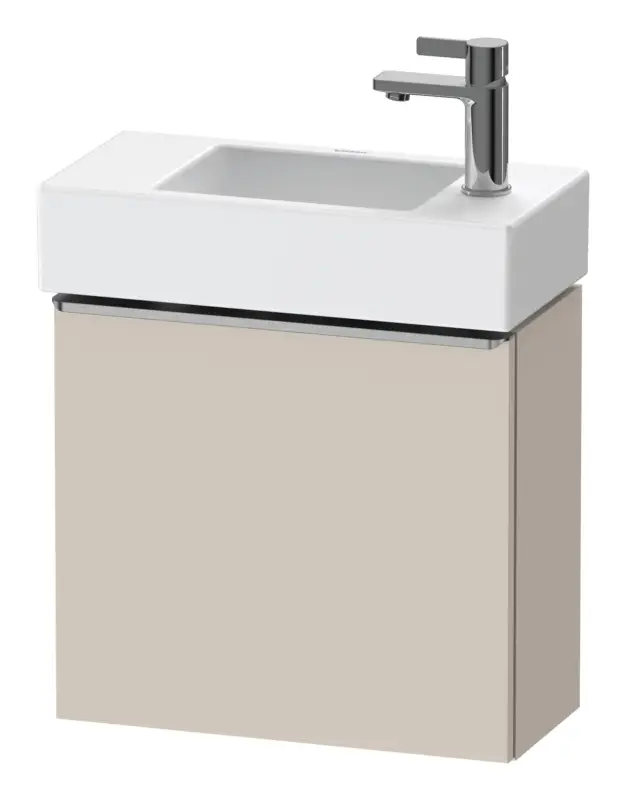 Preisreduziert Duravit D-Neo Waschtischunterschrank mit 1 Tür Anschlag links Griff Edelstahl Gebürstet 484 x 440 x 222 mm - Taupe Matt