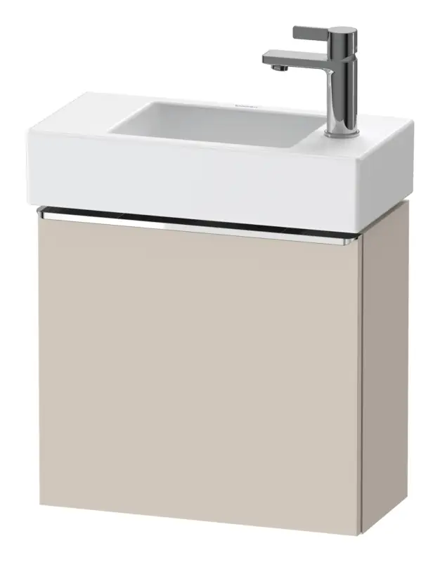 Must-Have Duravit D-Neo Waschtischunterschrank mit 1 Tür Anschlag rechts Griff Chrom Hochglanz 484 x 440 x 222 mm - Taupe Matt