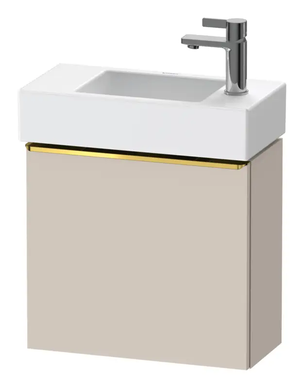 Duravit D-Neo Waschtischunterschrank mit 1 Tür Anschlag rechts Griff Gold Poliert 484 x 440 x 222 mm - Taupe Matt Preis Gesenkt