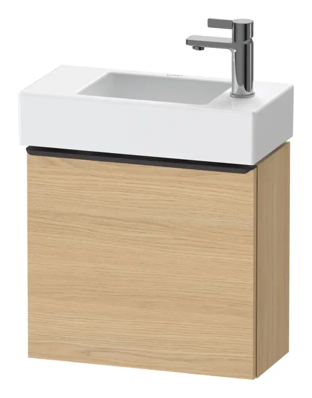 Echt Duravit D-Neo Waschtischunterschrank mit 1 Tür Anschlag rechts Griff Diamantschwarz Matt 484 x 440 x 222 mm - Eiche Natur Matt