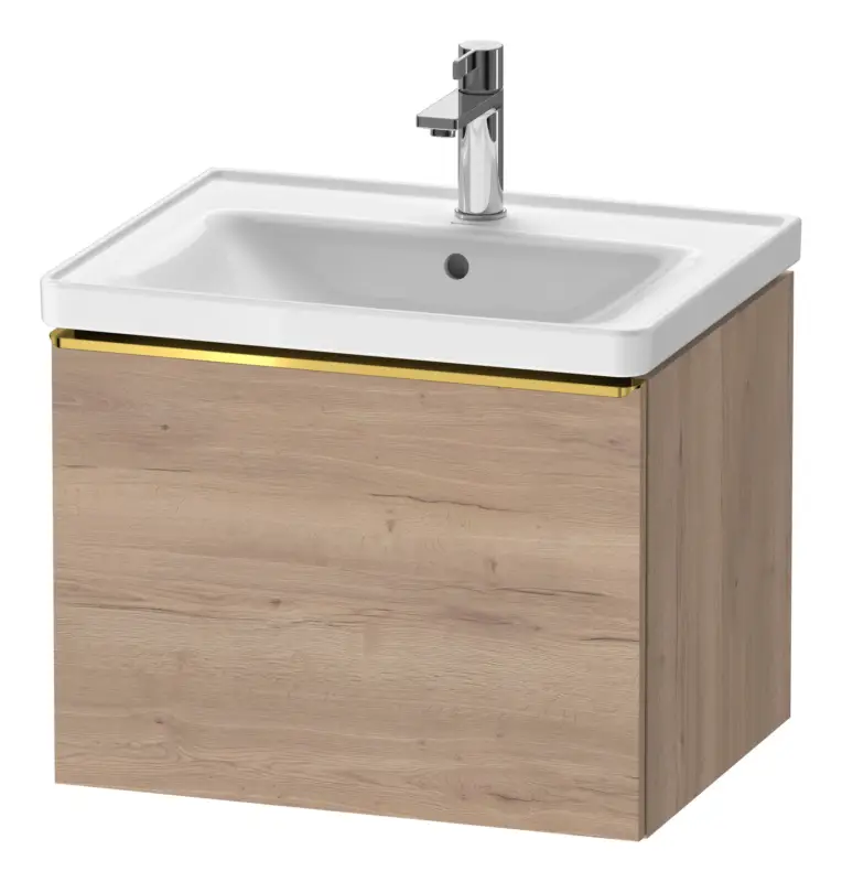 Rabatt Duravit D-Neo Waschtischunterschrank mit 1 Auszug Griff Gold Poliert 584 x 440 x 452 mm - Eiche Marmoriert Matt