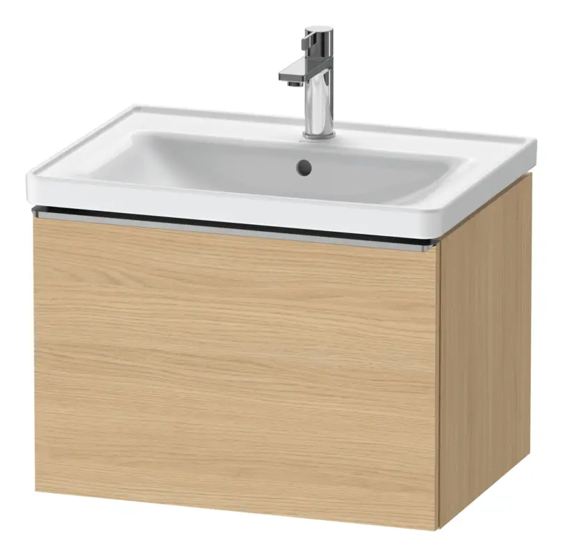Duravit D-Neo Waschtischunterschrank mit 1 Auszug Griff Edelstahl Gebürstet 634 x 440 x 452 mm - Eiche Natur Matt Zertifiziert