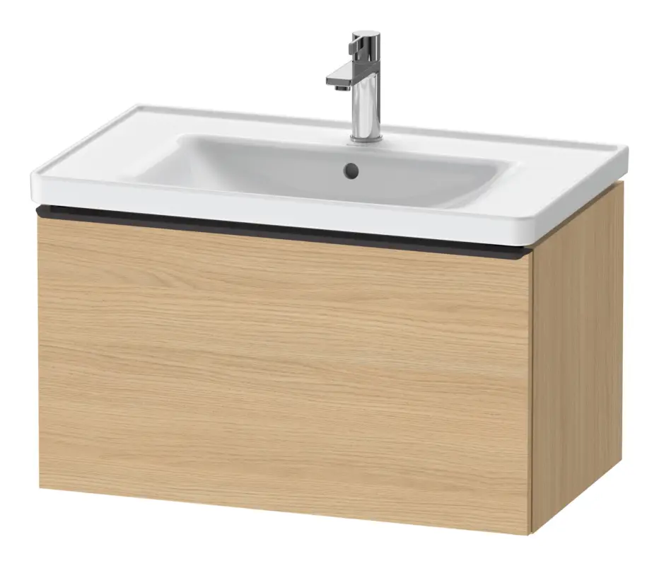 Duravit D-Neo Waschtischunterschrank mit 1 Auszug Griff Diamantschwarz Matt 784 x 440 x 452 mm - Eiche Natur Matt Highlight