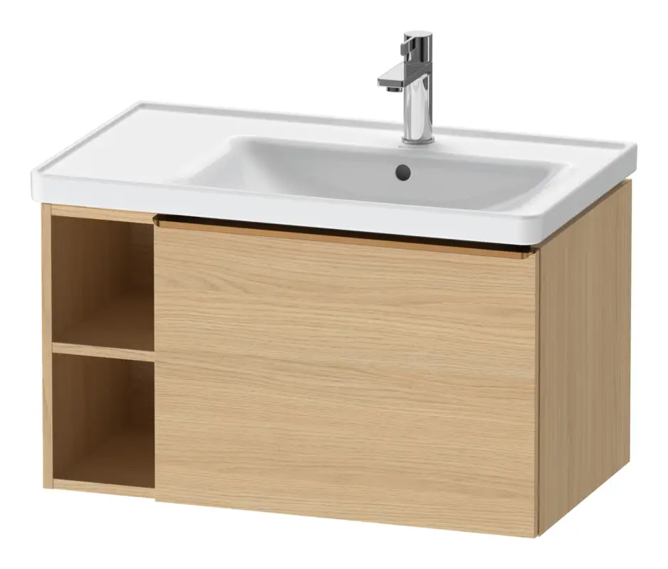 Sale Duravit D-Neo Waschtischunterschrank mit 1 Auszug und 2 Fächern links Griff Bronze Gebürstet 784 x 440 x 452 mm - Eiche Natur Matt