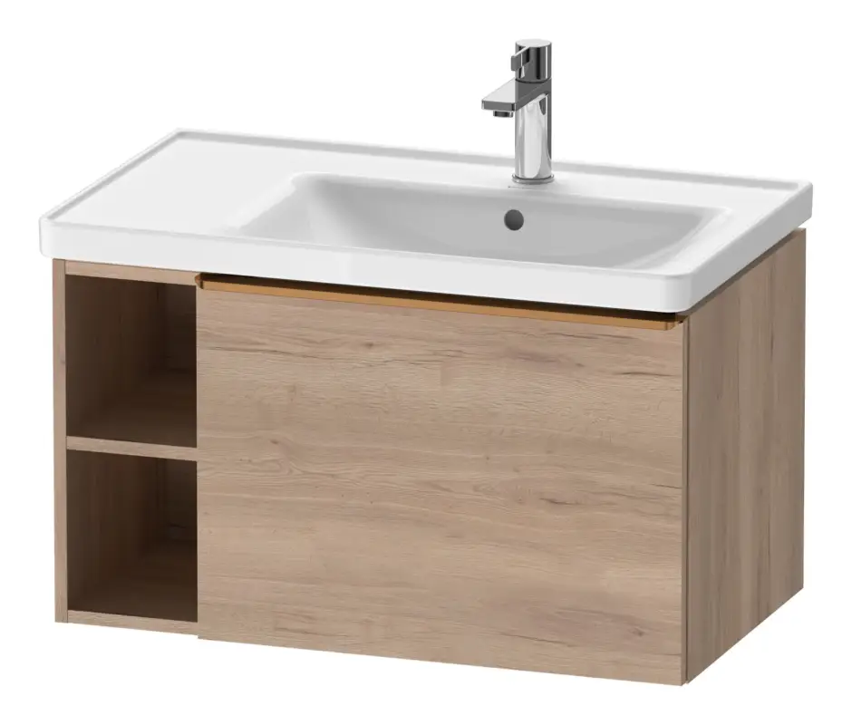 Duravit D-Neo Waschtischunterschrank mit 1 Auszug und 2 Fächern links Griff Bronze Gebürstet 784 x 440 x 452 mm - Eiche Marmoriert Matt Bestpreis