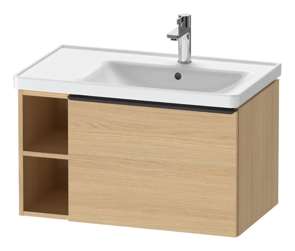 Duravit D-Neo Waschtischunterschrank mit 1 Auszug und 2 Fächern links Griff Diamantschwarz Matt 784 x 440 x 452 mm - Eiche Natur Matt Sale