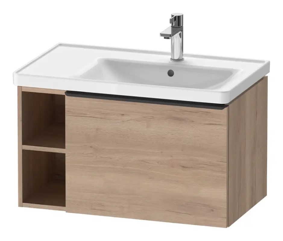 Duravit D-Neo Waschtischunterschrank mit 1 Auszug und 2 Fächern links Griff Diamantschwarz Matt 784 x 440 x 452 mm - Eiche Marmoriert Matt Begrenztes Angebot