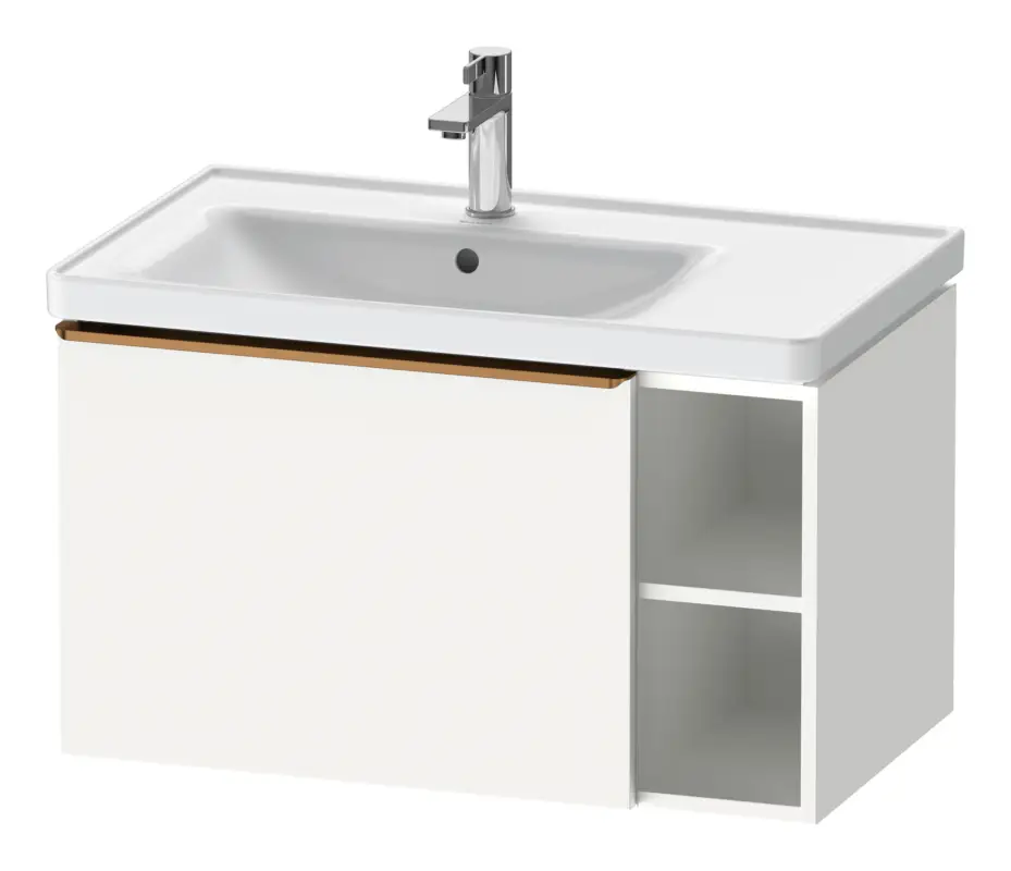 Duravit D-Neo Waschtischunterschrank mit 1 Auszug und 2 Fächern rechts Griff Bronze Gebürstet 784 x 440 x 452 mm - Weiß Matt Zertifiziert
