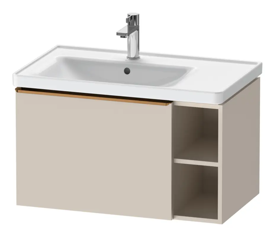 Duravit D-Neo Waschtischunterschrank mit 1 Auszug und 2 Fächern rechts Griff Bronze Gebürstet 784 x 440 x 452 mm - Taupe Matt Finale Aktion