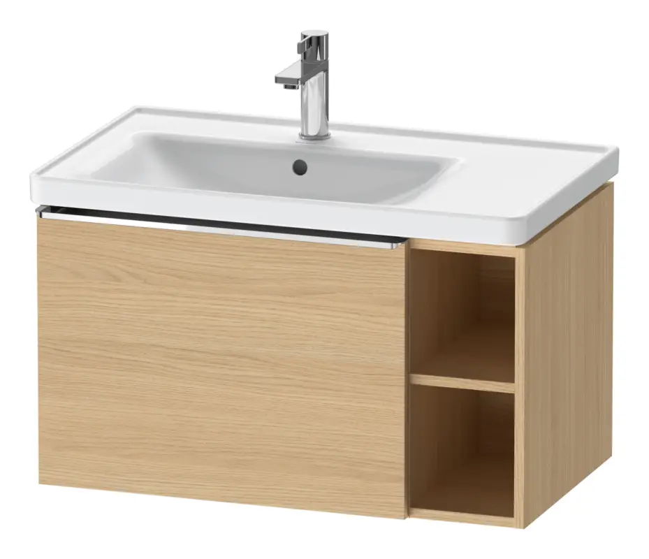 Jetzt Kaufen Duravit D-Neo Waschtischunterschrank mit 1 Auszug und 2 Fächern rechts Griff Chrom Hochglanz 784 x 440 x 452 mm - Eiche Natur Matt
