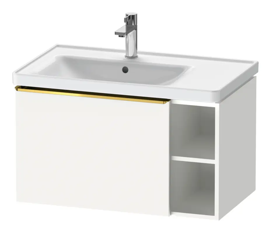Geprüft Duravit D-Neo Waschtischunterschrank mit 1 Auszug und 2 Fächern rechts Griff Gold Poliert 784 x 440 x 452 mm - Weiß Matt