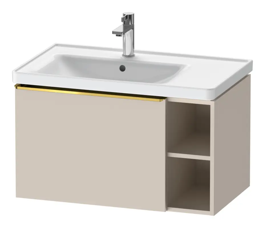 Geprüft Duravit D-Neo Waschtischunterschrank mit 1 Auszug und 2 Fächern rechts Griff Gold Poliert 784 x 440 x 452 mm - Taupe Matt