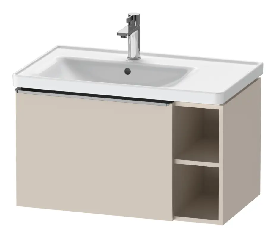 Duravit D-Neo Waschtischunterschrank mit 1 Auszug und 2 Fächern rechts Griff Edelstahl Gebürstet 784 x 440 x 452 mm - Taupe Matt Finale Aktion