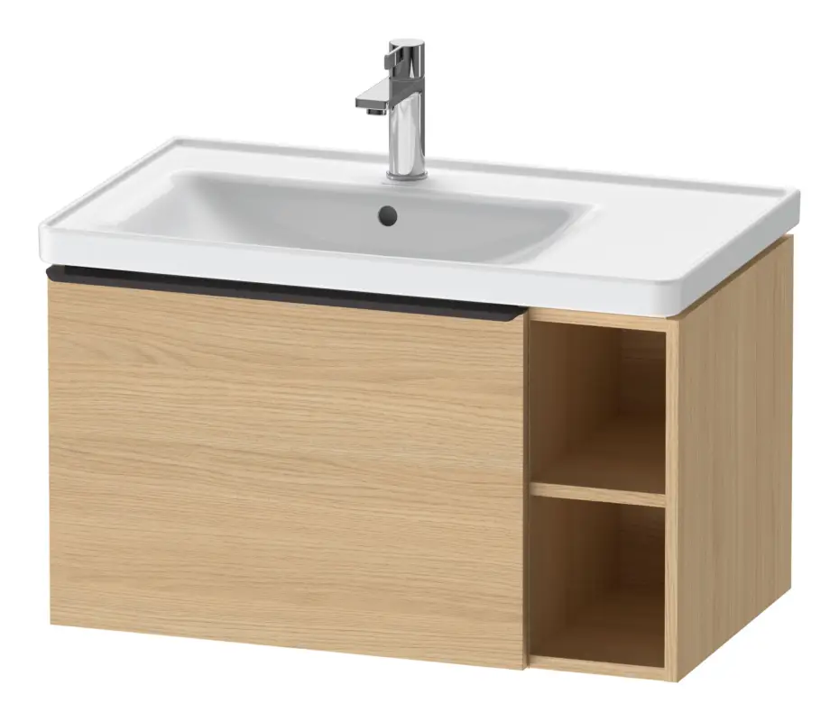 Duravit D-Neo Waschtischunterschrank mit 1 Auszug und 2 Fächern rechts Griff Diamantschwarz Matt 784 x 440 x 452 mm - Eiche Natur Matt Sale