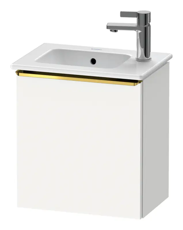Duravit D-Neo Waschtischunterschrank mit 1 Tür Anschlag links Griff Gold Poliert 410 x 440 x 274 mm - Weiß Matt Neuheit