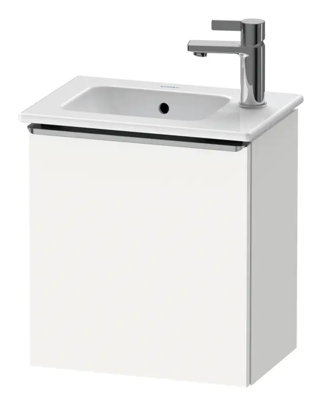 Geprüft Duravit D-Neo Waschtischunterschrank mit 1 Tür Anschlag links Griff Edelstahl Gebürstet 410 x 440 x 274 mm - Weiß Matt
