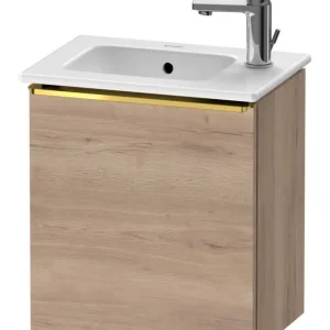 Zertifiziert Duravit D-Neo Waschtischunterschrank mit 1 Tür Anschlag rechts Griff Gold Poliert 410 x 440 x 274 mm - Eiche Marmoriert Matt