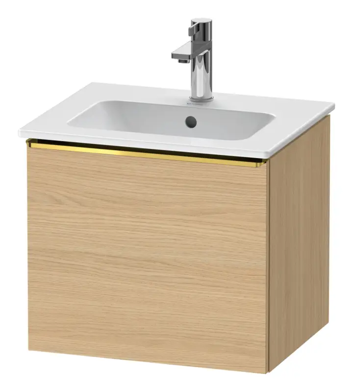 Beliebt Duravit D-Neo Waschtischunterschrank mit 1 Auszug Griff Gold Poliert 510 x 440 x 402 mm - Eiche Natur Matt