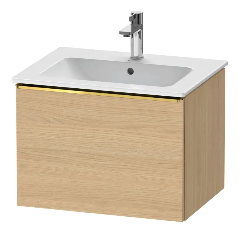 Billig Duravit D-Neo Waschtischunterschrank mit 1 Auszug Griff Gold Poliert 610 x 440 x 462 mm - Eiche Natur Matt