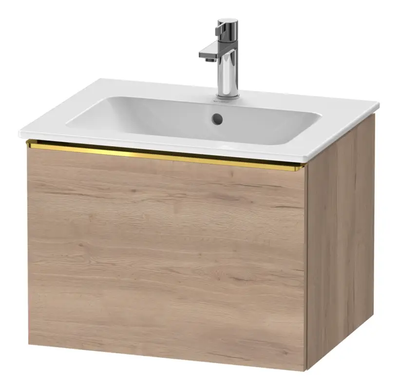 Neue Ware Duravit D-Neo Waschtischunterschrank mit 1 Auszug Griff Gold Poliert 610 x 440 x 462 mm - Eiche Marmoriert Matt