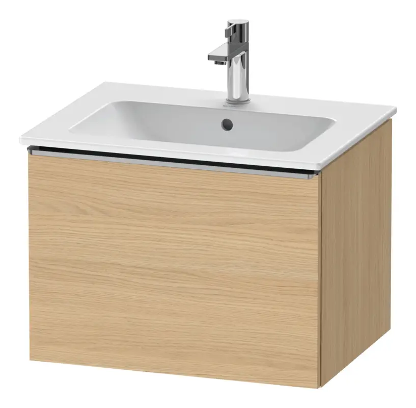 Duravit D-Neo Waschtischunterschrank mit 1 Auszug Griff Edelstahl Gebürstet 610 x 440 x 462 mm - Eiche Natur Matt Finale Aktion