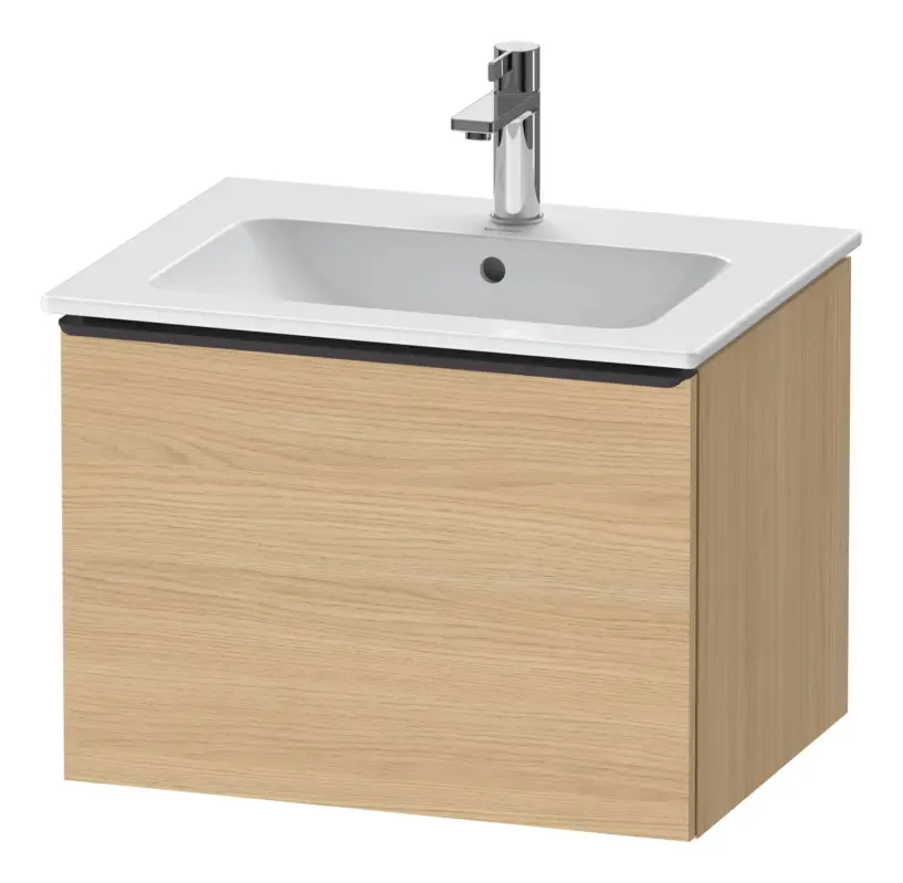Sale Duravit D-Neo Waschtischunterschrank mit 1 Auszug Griff Diamantschwarz Matt 610 x 440 x 462 mm - Eiche Natur Matt