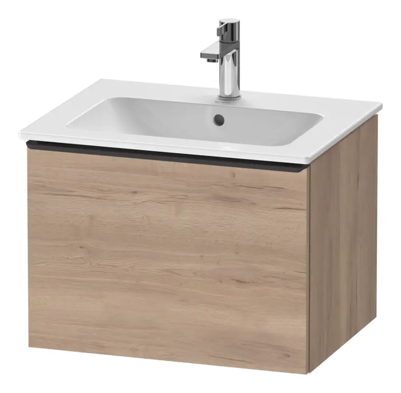 Duravit D-Neo Waschtischunterschrank mit 1 Auszug Griff Diamantschwarz Matt 610 x 440 x 462 mm - Eiche Marmoriert Matt Direktkauf