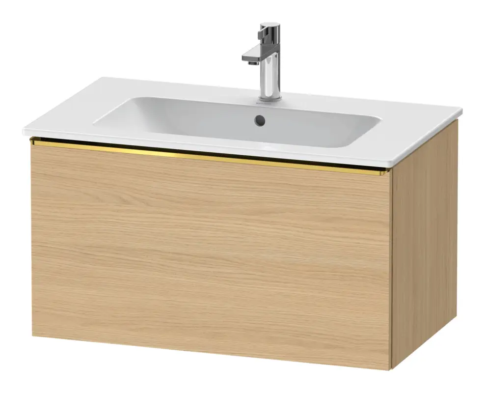 Duravit D-Neo Waschtischunterschrank mit 1 Auszug Griff Gold Poliert 810 x 440 x 462 mm - Eiche Natur Matt Direktkauf