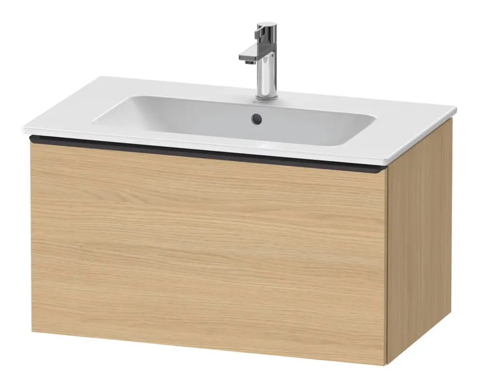 Preisknaller Duravit D-Neo Waschtischunterschrank mit 1 Auszug Griff Diamantschwarz Matt 810 x 440 x 462 mm - Eiche Natur Matt