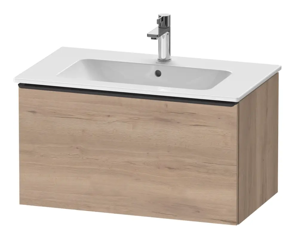 Markenware Duravit D-Neo Waschtischunterschrank mit 1 Auszug Griff Diamantschwarz Matt 810 x 440 x 462 mm - Eiche Marmoriert Matt