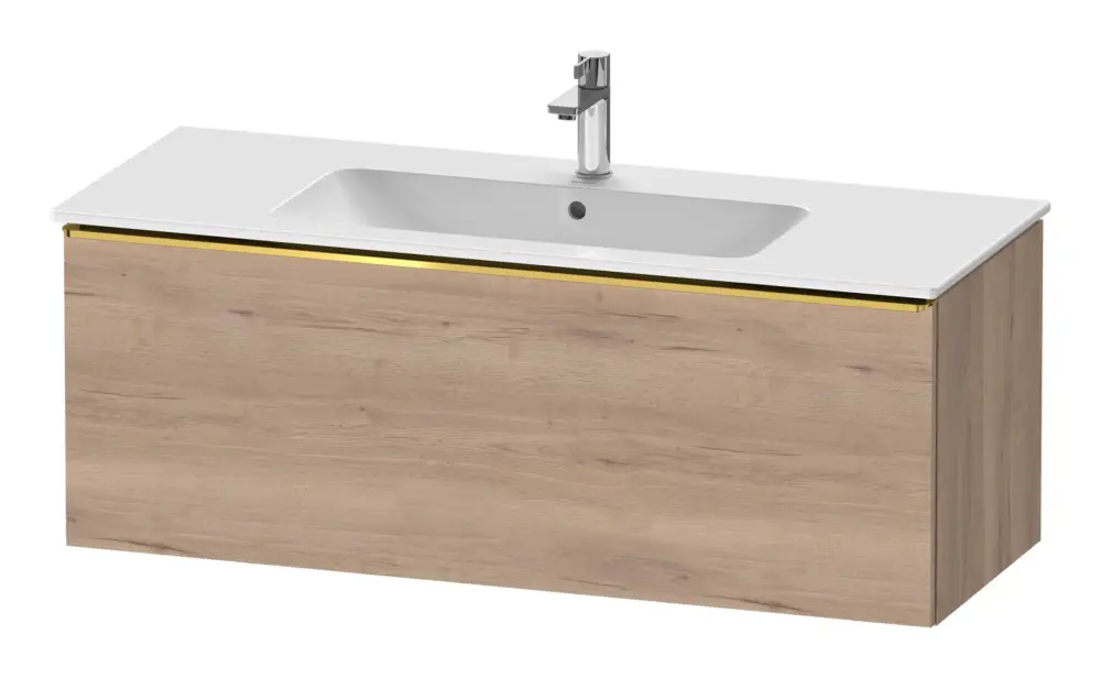 Neu Im Sortiment Duravit D-Neo Waschtischunterschrank mit 1 Auszug Griff Gold Poliert 1210 x 440 x 462 mm - Eiche Marmoriert Matt