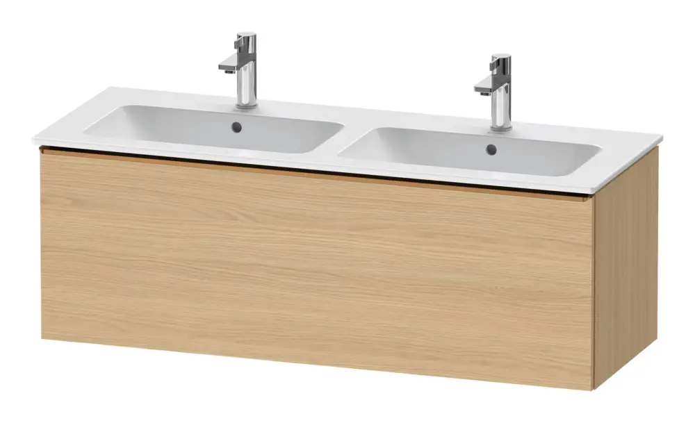 Duravit D-Neo Waschtischunterschrank für 2 Becken mit 1 Auszug Griff Bronze Gebürstet 1280 x 440 x 462 mm - Eiche Natur Matt Sonderaktion