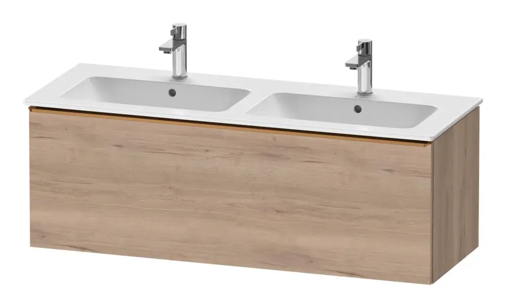 Garantierte Lieferung Duravit D-Neo Waschtischunterschrank für 2 Becken mit 1 Auszug Griff Bronze Gebürstet 1280 x 440 x 462 mm - Eiche Marmoriert Matt