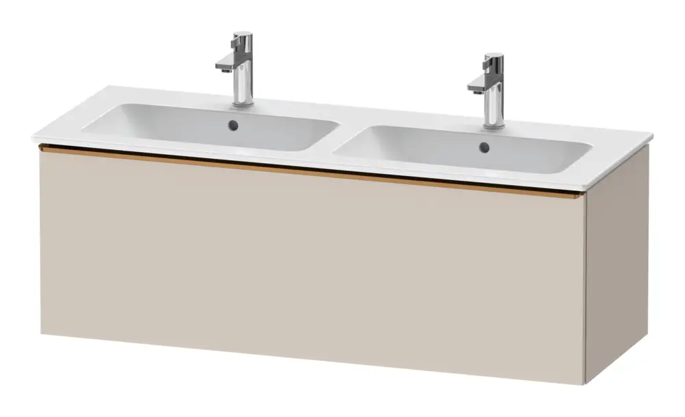 Duravit D-Neo Waschtischunterschrank für 2 Becken mit 1 Auszug Griff Bronze Gebürstet 1280 x 440 x 462 mm - Taupe Matt Geprüft