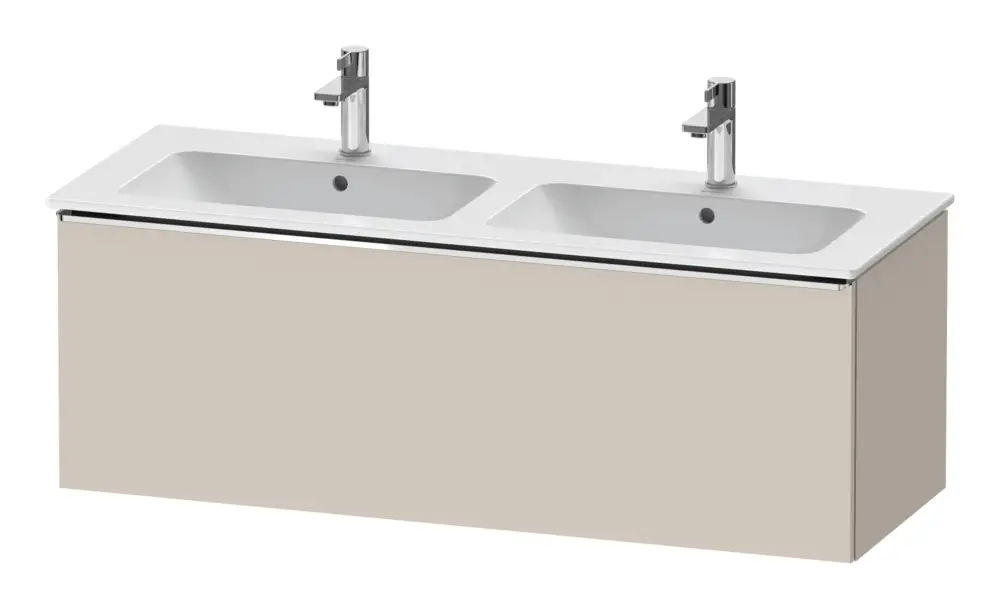 Wochenendangebot Duravit D-Neo Waschtischunterschrank für 2 Becken mit 1 Auszug Griff Chrom Hochglanz 1280 x 440 x 462 mm - Taupe Matt