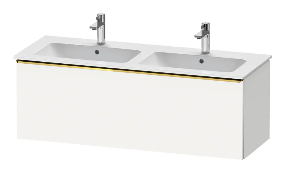 Neu Im Sortiment Duravit D-Neo Waschtischunterschrank für 2 Becken mit 1 Auszug Griff Gold Poliert 1280 x 440 x 462 mm - Weiß Matt