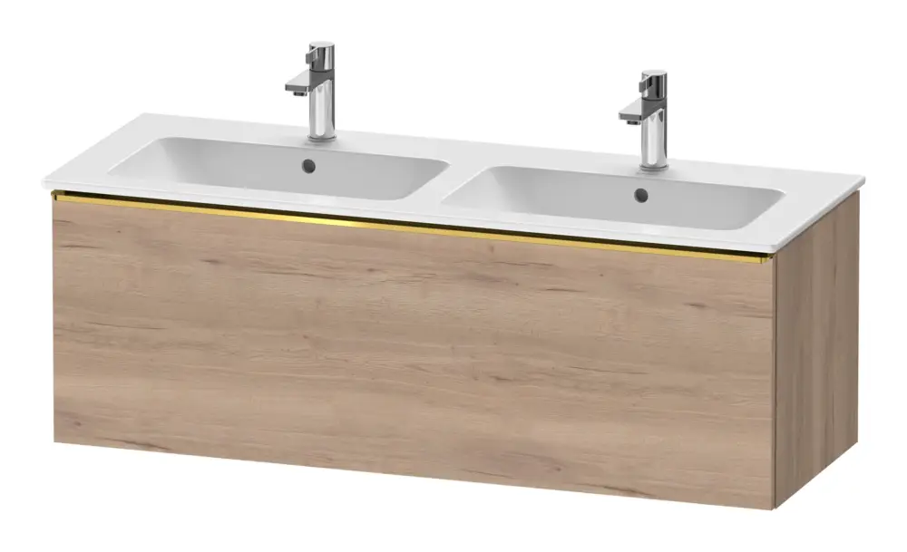 Duravit D-Neo Waschtischunterschrank für 2 Becken mit 1 Auszug Griff Gold Poliert 1280 x 440 x 462 mm - Eiche Marmoriert Matt Neue Ware