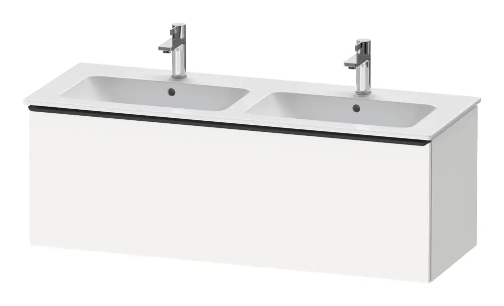 Top-Preis Duravit D-Neo Waschtischunterschrank für 2 Becken mit 1 Auszug Griff Diamantschwarz Matt 1280 x 440 x 462 mm - Weiß Matt