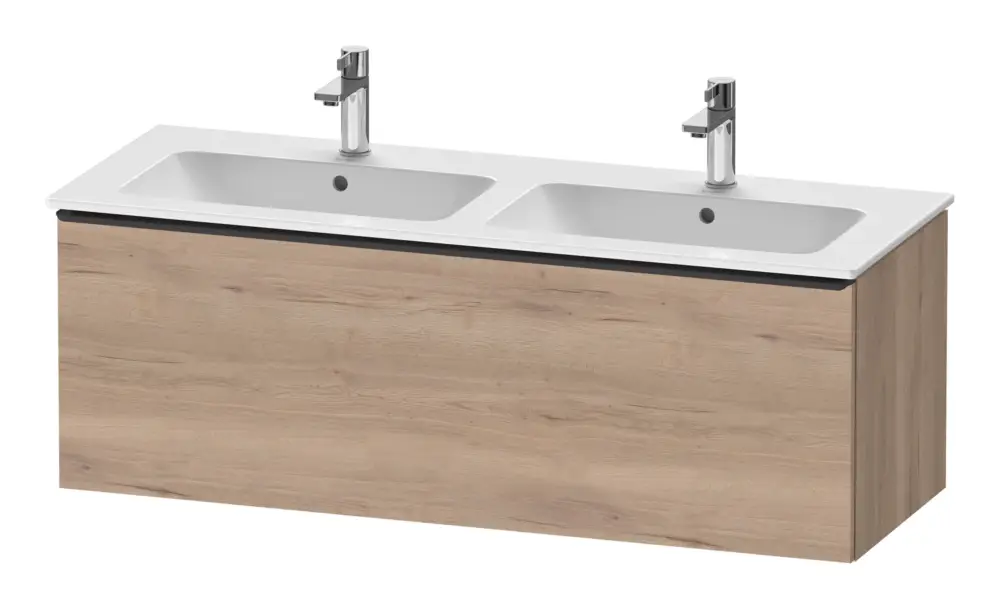 Duravit D-Neo Waschtischunterschrank für 2 Becken mit 1 Auszug Griff Diamantschwarz Matt 1280 x 440 x 462 mm - Eiche Marmoriert Matt Bestpreis