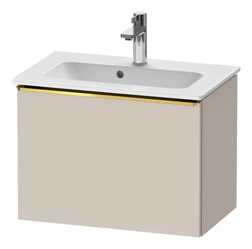 Must-Have Duravit D-Neo Waschtischunterschrank mit 1 Auszug Griff Gold Poliert 610 x 440 x 372 mm - Taupe Matt