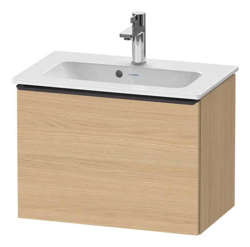Top-Angebot Duravit D-Neo Waschtischunterschrank mit 1 Auszug Griff Diamantschwarz Matt 610 x 440 x 372 mm - Eiche Natur Matt
