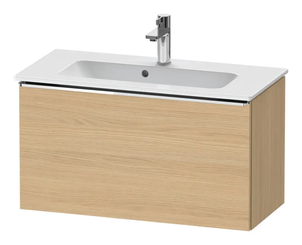 Neu Duravit D-Neo Waschtischunterschrank mit 1 Auszug Griff Chrom Hochglanz 810 x 440 x 372 mm - Eiche Natur Matt