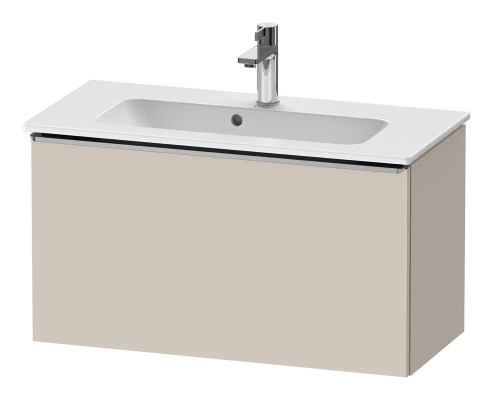 Must-Have Duravit D-Neo Waschtischunterschrank mit 1 Auszug Griff Edelstahl Gebürstet 810 x 440 x 372 mm - Taupe Matt