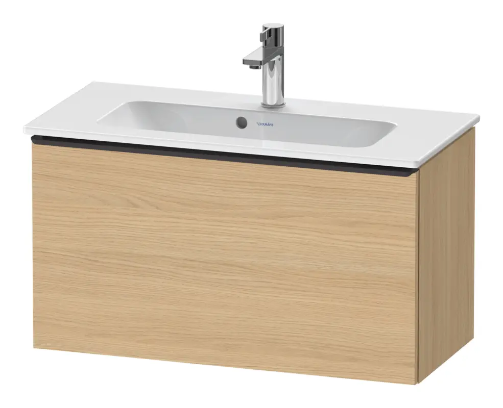 Ausverkauf Duravit D-Neo Waschtischunterschrank mit 1 Auszug Griff Diamantschwarz Matt 810 x 440 x 372 mm - Eiche Natur Matt