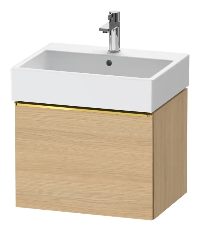 Abverkauf Duravit D-Neo Waschtischunterschrank mit 1 Auszug Griff Gold Poliert 584 x 440 x 442 mm - Eiche Natur Matt