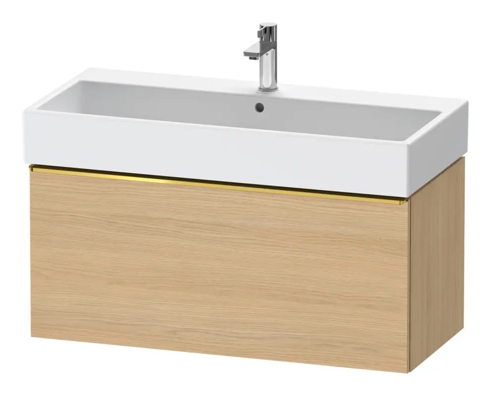 Highlight Duravit D-Neo Waschtischunterschrank mit 1 Auszug Griff Gold Poliert 984 x 440 x 442 mm - Eiche Natur Matt
